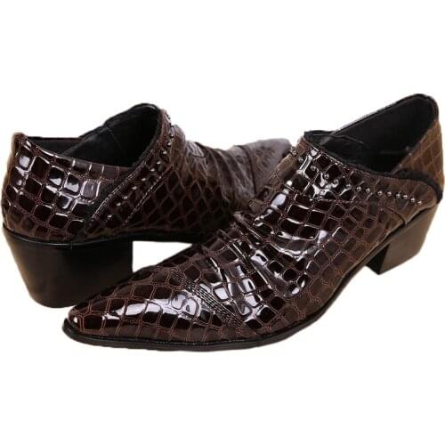 Batzuzhi Luxury leather Shoes 6.5cm High Heel Man Dress Shoes Leather Fashion Wedding and Party Shoes Men, Big Size US6-12