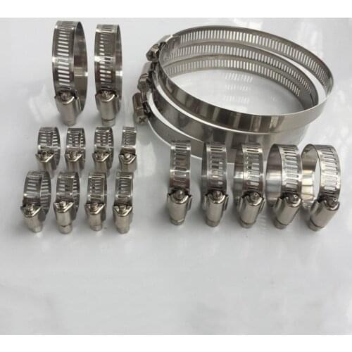 Free shipping Pipe Clamp 50pcs 13-19mm Stainless Steel Adjustable Drive Hose Clamps Fuel Line Clip many size to choose in there
