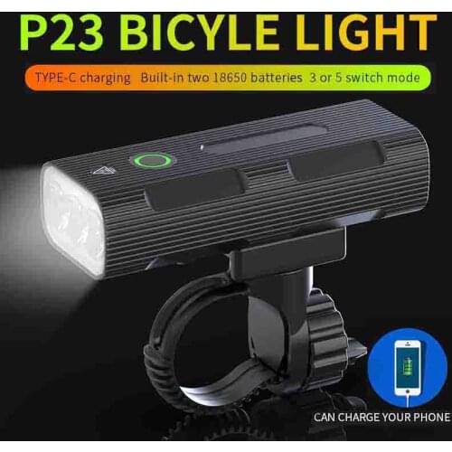 High Power Bicycle Headlight 3T6 Led Handlebar Light Type-C USB 5V2A Fast Charging Cycle Lamps For Road Bike Riding Accessories