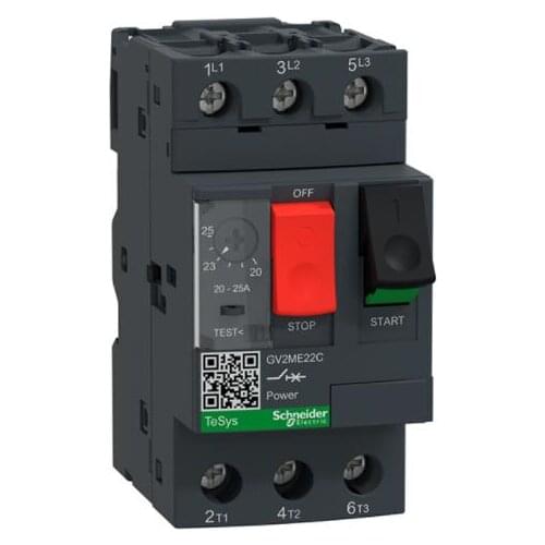 GV2M22 is replaced by the GV2ME22 GV2-ME22 GV2ME22C GV2-ME22C Motor circuit breaker, TeSys GV2, 3P, 20-25 A, thermal magnetic