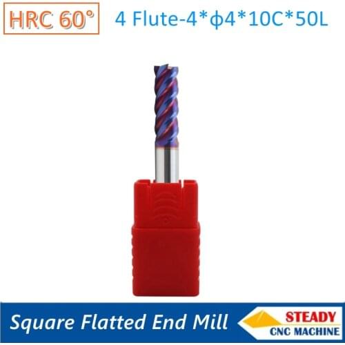 HRC60 4 flute square flatted end mill milling cutter for cutting steel