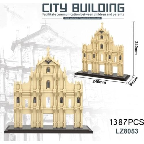 Disney Mickey Around World micro diamond block China Macao Ruínas da Antiga Catedral de São Paulo brick toy model nanobrick