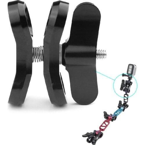 Kuulee CNC Butterfly Clip Clamp Diving Light Bracket Tripod Connector Ball Head Mount Adapter for Gopro Sports SLR Camera