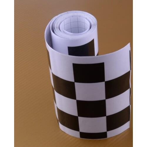 Motorcycle Car Bicycle Stickers Vinyl Black&White Universal Checkered Flag Decal Tape Racing
