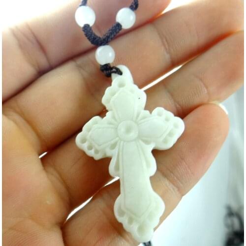 Natural stone Quartz crystal Chinese hand-carved statue of cross amulet pendant for diy jewelry making Necklace Accessories S10