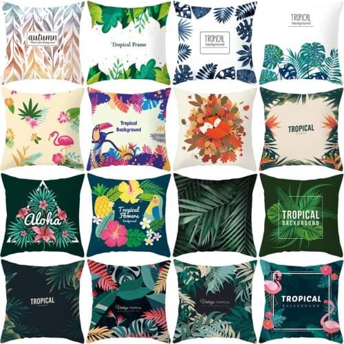 Cushion Cover 45*45 Plant Flower Style Printed Pillow Covers Pillowcase Sofa Cushions Pillow Cases Polyester Home Decor KD-0404