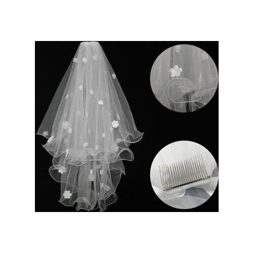 Latest Looking of New Arrival Wedding Veil Tulle Flowers Bridal Veils with comb 2021