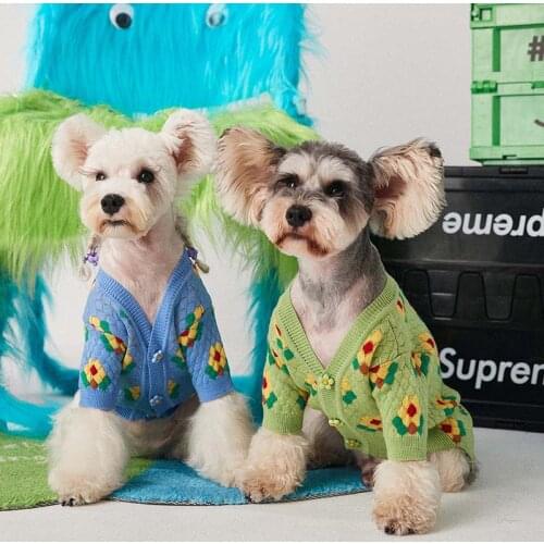 Pet clothes for autumn and winter new Teddy Schnauzer than bear fighting small and medium-sized dogs flower dog sweater cardigan