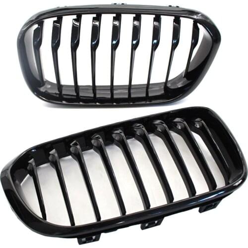 For BMW F20 F21 LCI 2015-2017 Pair Front Grille Sport Upper Kidney Grill Gloss Black
