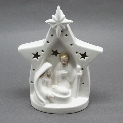 Christian Jesus Christmas Present Gifts Ceramic Ornament Christ Child Church Catholic Figurines Holy Family Led Lamp