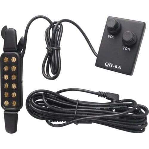 QH-6A Folk Acoustic Guitar Sound Hole Pickup Magnetic Preamp Equalizer Tuner