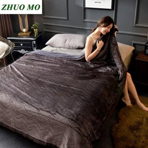 ZHUO MO Gray 200*220cm large size weight blankets 4 color quilt for beds winter Super Soft wedding Bed sheets blanket warm cover