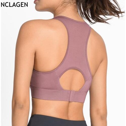NCLAGEN Women Sports Bra High Impact Support Female Push Up Yoga Top Training Solid Fitness Sexy Workout Gym Underwear Padded