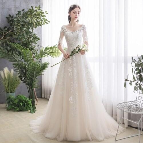 Boho Wedding Dresses 2021 Appliques With Short Sleeves Wedding Gowns Lace Up Backless Floor Length Vestido De Noiva for Bride