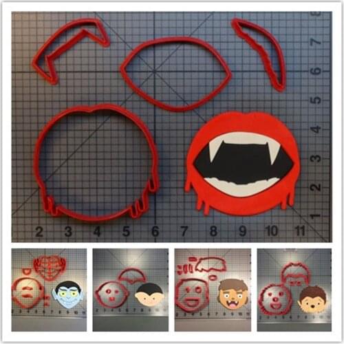 Vampire face mouth lips werewolf Halloween vampire bat shape fondant cutters for cakes cupcakes cookies 3D printed cutters