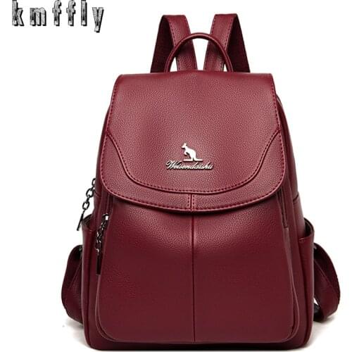 Women Backpack For School Girl Designer High Quality Soft PU Leather Backbags Fashion Back Bag Brand Female Travel Bags Mochilas
