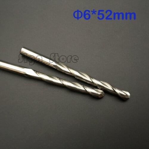 2pcs 6mm *52mm Extend Length Longer ballnose Two Flutes Spiral End Mills round Double Flute Milling Cutter Spiral PVC Cutter