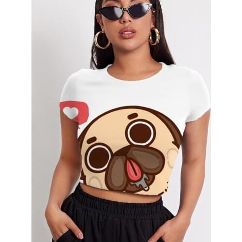 3d Tshirt Animal T shirt Women Dog Navel Bare Love Tshirts Casual Lovely T-shirts 3d Short Sleeve T shirts New Slim Tops