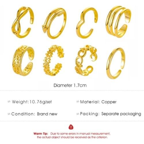 8PCS Adjustable Toe Rings for Women Flower Arrow Band Open Tail Ring Women Beach Foot Jewelry Set F3MD