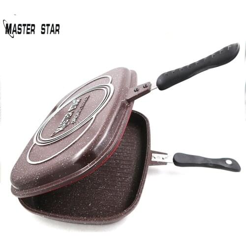 PFOA-Free Double Side Grill Pan 36/40cm Large Size Multifunction Gas Cooker Non-stick Baking Tray Barbecue Cookware