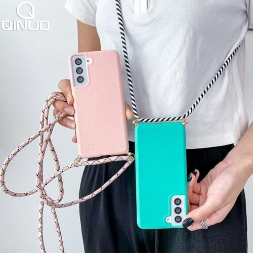 Crossbody Lanyard Strap Cord Case For Samsung Galaxy A52 A72 A32 A12 A50 A21S A10 S21 Ultra S20 FE S10 Plus Soft Silicone Cover