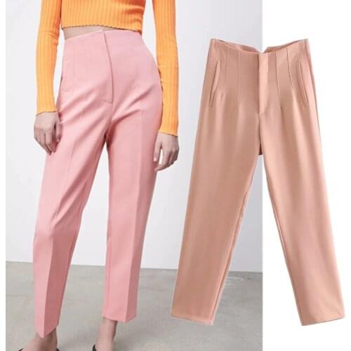 Jenny&Dave Pantalon Femme Trousers England Style Fashion Simple Solid Casual Women High Waist Harem Pantalones Mujer Women