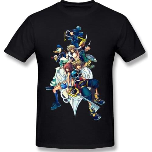 T-Shirt for Men Kingdom Hearts 2 - Characters Cover 100% Cotton Kingdom Hearts T Shirt 6XL Funny Plus Size Clothes