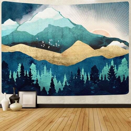 Mountain Tapestry Forest Tree Nature Landscape Art Wall Hanging Tapestries for Living Room Home Decor Banner