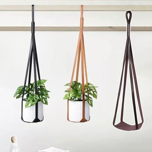 Plant Pot Hanger PU Leather Hanging Plant Flower Pot Planter Hanger Wall Decor Courtyard Garden Hanging Planter Hanging Basket