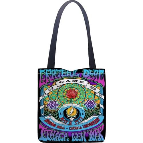 Custom grateful dead painting paint printing shoulder bag canvas tote bag shopping travel book handbag custom logo