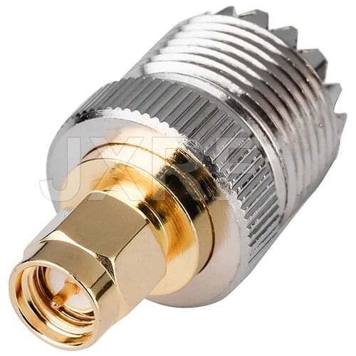 JXRF Coaxial Coax Adapter SO239 UHF Female Jack To SMA Male Plug Straight Gilded SMA to UHF Connector
