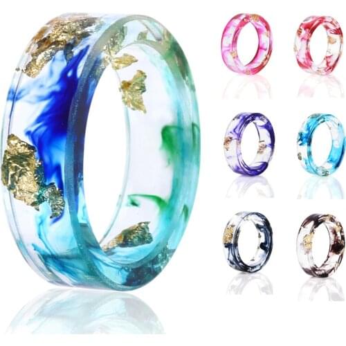 8 Colors High Quality Handmade Gold Foil Paper Inside Transparent Resin Ring for Women Men Jewelry Drop Shipping