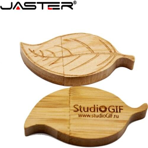 JASTER New fashion Wooden leaf simulation golden tree leaves usb flash drive Memory card pendrive 16GB 32GB 64GB 1PCS free logo