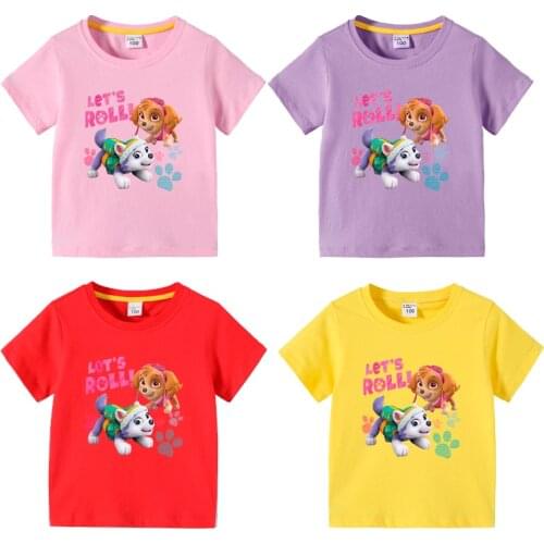 Paw Patrol Boys' Summer Wear Childrens Short Sleeve T-shirt Girl Clothing Girls' Bottom Shirt Baby Half Sleeve T-shirt Children