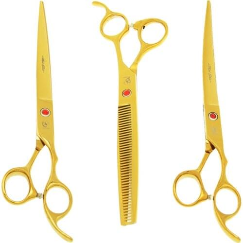 8.0" Pets Grooming Scissors 440C Steel Professional Dogs Hair Cutting Scissor Thinning Shears Curved Tesoura with Forceps B0049A