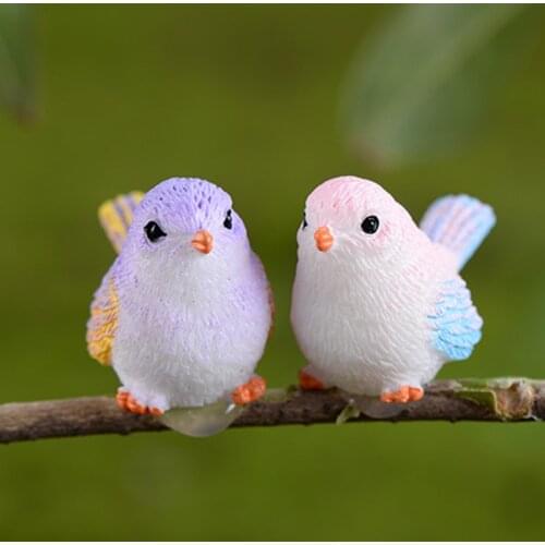 2019 DIY Colored bird mini miniature figurines fairy garden home decor desk decoration accessories christmas miniatures