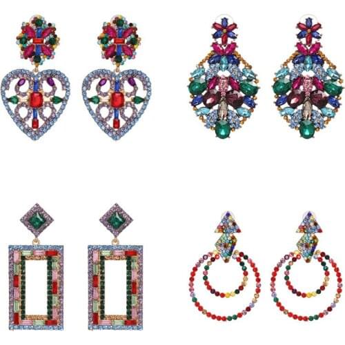 FASHIONSNOOPS Shinning Drop Oorbellen Crystal Beads Big Dangle Earrings For Women Wedding pendientes mujer moda Wholesale