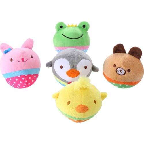 Soft Plush Cute Dog Ball Squeaky Toy Animal Designs Bite Resistant Pet Chew Squeaker Toys Penguin Rabbit Chicken Bear Squeak Toy