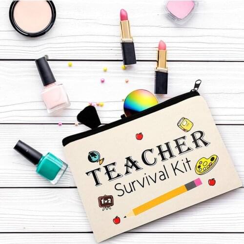 Teacher Survival Kit Makeup Bag Pencil Pouch Preschool Elementary High School Graduation back to school Teachers' Day Best Gift