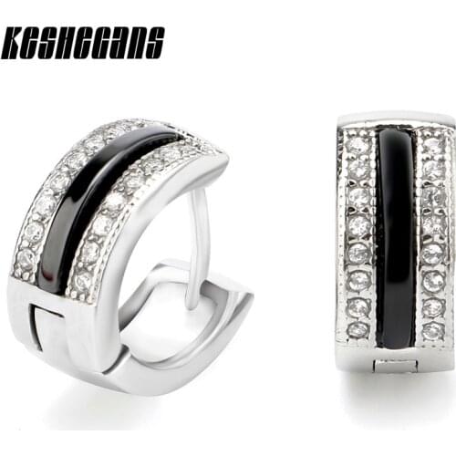 Never Fade Real Ceramic Women Studs Earrings Luxury Double Row Rhinestone Jewelry For Women Girl Gift High Quality Wholesale