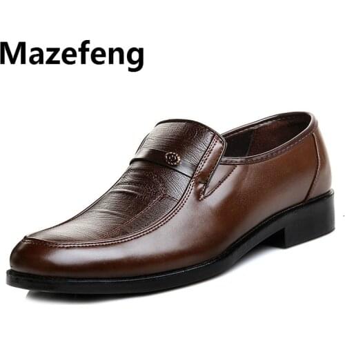 Mazefeng 2019 New Arrival Men Leather Slip on Shoes Men Round Toe Summer Footwear Male Office Work Shoes Sapato Social Masculino
