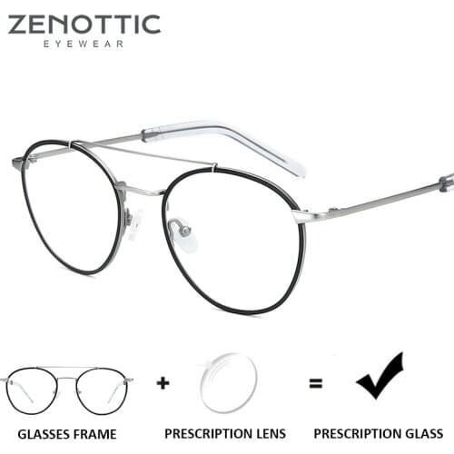 ZENOTTIC Titanium Prescription Glasses Men Women Myopia Hyperopia Optical Anti-Blue-Ray Eyeglasses Frame Photochromic Eyewear