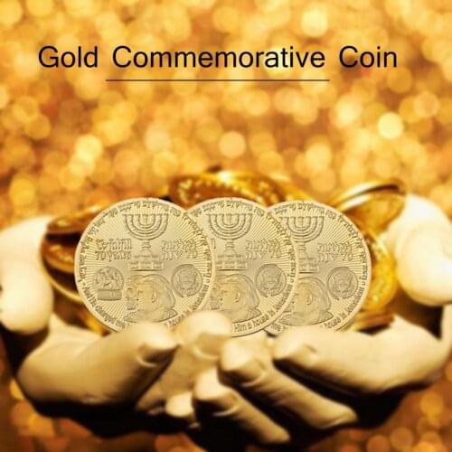 Trump President Commemorative Coin Israel Collection Gift Coin Jewish Temple Jerusalem Israel Gold Plated Commemorative Coin
