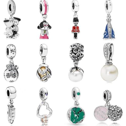 PDD DZ 37 925 Sterling Silver Spring New Charm Pendant with DIY Bracelet Necklace Jewelry Gift Carving Suitable for Women