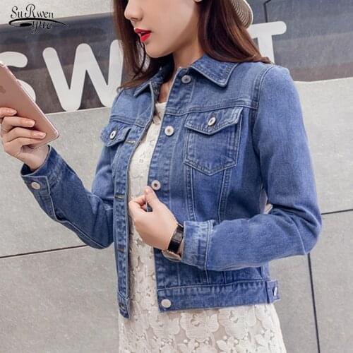 Blusas New Long Sleeve Winter Slim Solid Jeans Top For Women Solid Denim Jacket Women Short Overcoat Ladies Jackets Tops 4866 50