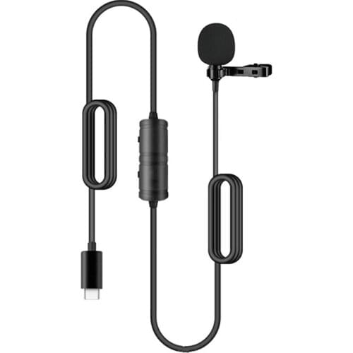 Wired Lavalier Microphone Type C Microphone Audio Video Recording for Smartphone Omnidirectional Microphone with Clip-on