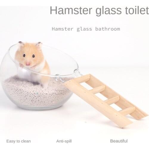 Clear Glass Hamster Toilet Golden Bear Dwarf Rat Small Animal Sand Basin Hamster Cage Landscaping Supplies Hamster Accessories