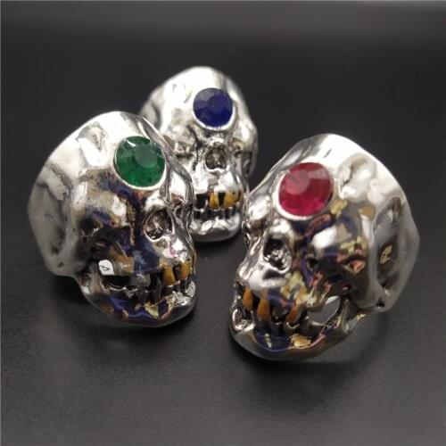 Retro Greek Mythology Sapphire Cyclops Ring Aggressive Hip Hop Skeleton Ring Motorcyclist Party Jewelry Accessory Size Us7-13