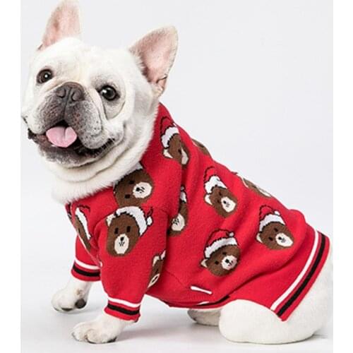 Christmas Dog Clothes Cardigan Winter Cat Puppy Yorkie Poodle Pomeranian Schnauzer Pug French Bulldog Sweater New Year Pet Coat