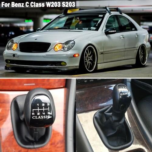 For Mercedes-Benz C Class W203 S203 Elegance Classic Avantgarde Speed Car Shifter Boot Gear Shift Knob Head Lever Accessories